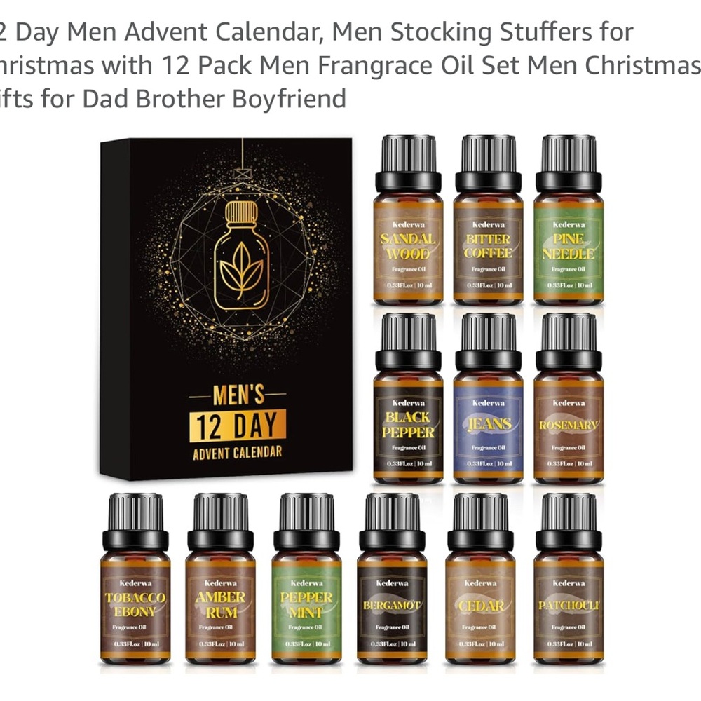 Men’s 12  Fragrance Oil Set -  See Scents for Diffuser and Humidifier